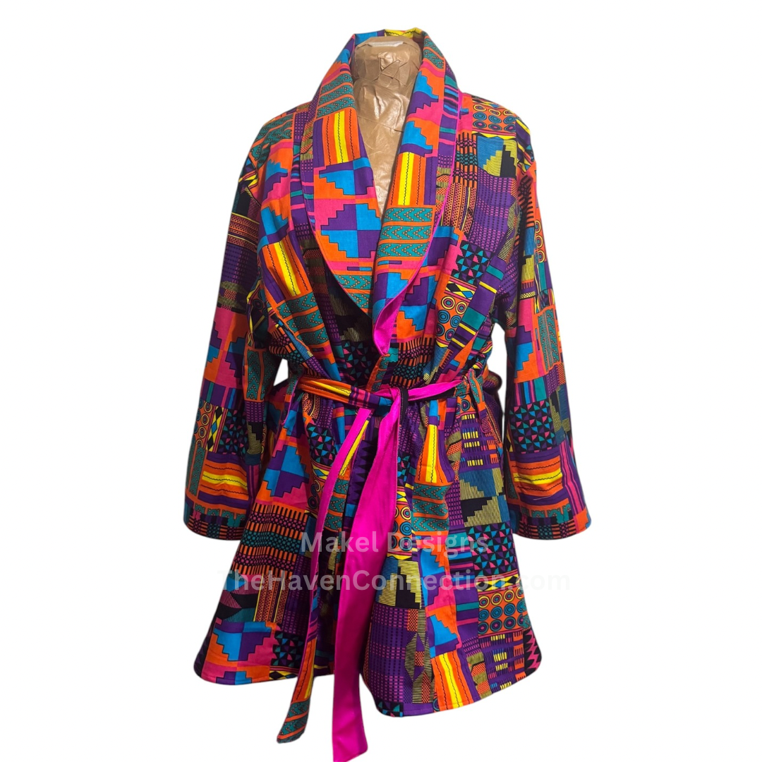 Me Time: Ankara Robe & Bonnet Set (Made to order)