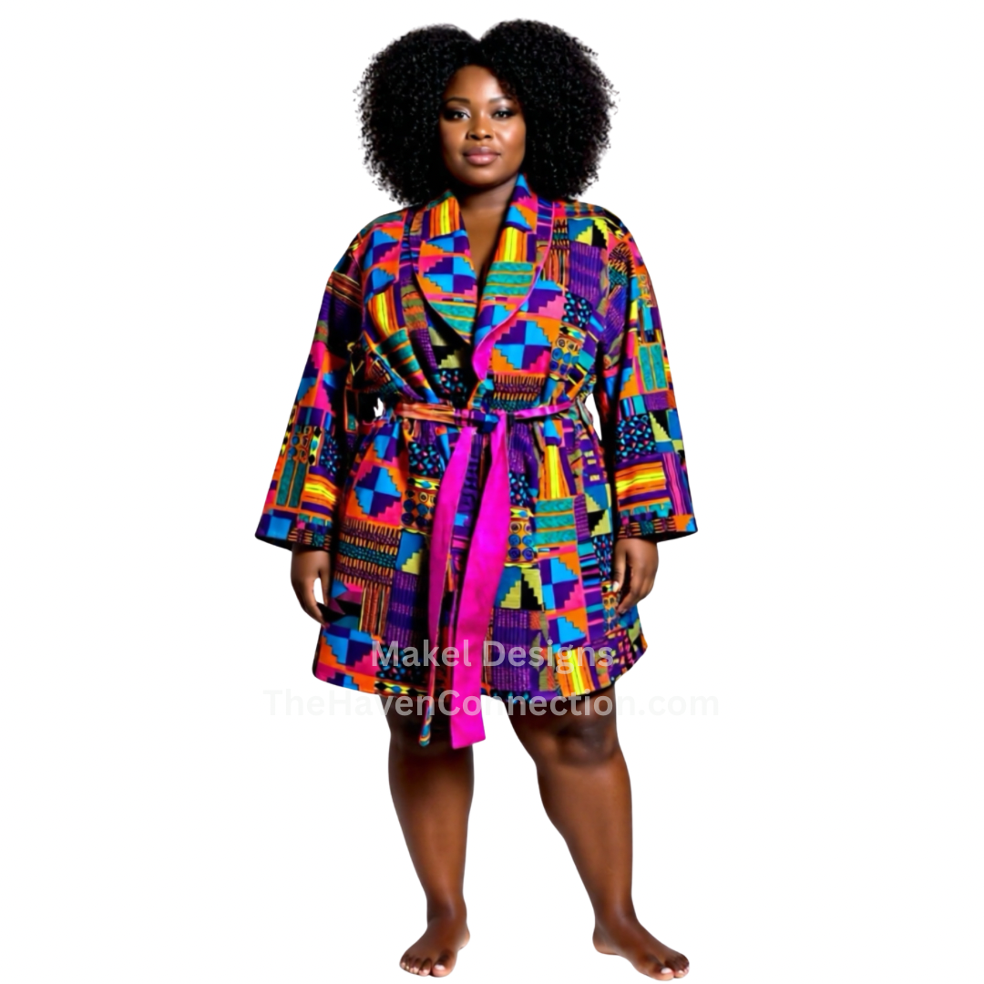 Me Time: Ankara Robe & Bonnet Set (Made to order)